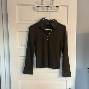 LAUREN Ralph Lauren Olive Long Sleeve Polo